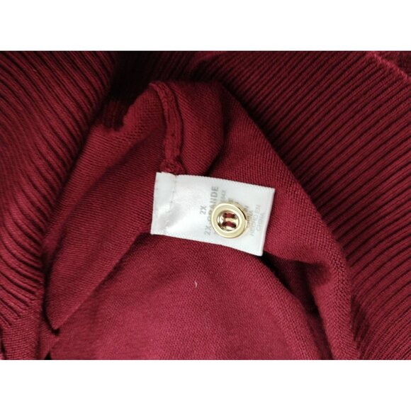 Zenana Misses 2X  Burgundy Crew Neck Button Sleeve Sweater - Picture 4 of 8